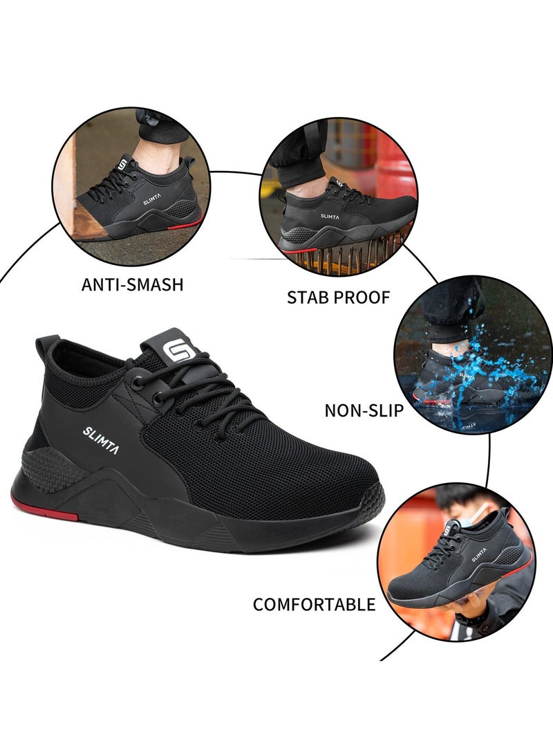 SLIMTA® Safety Shoes for Men Women Steel Toe Boots Non-Slip Lightweight Breathable Sneakers Puncture Proof Protective Industrial Black Work Shoes - Image 3